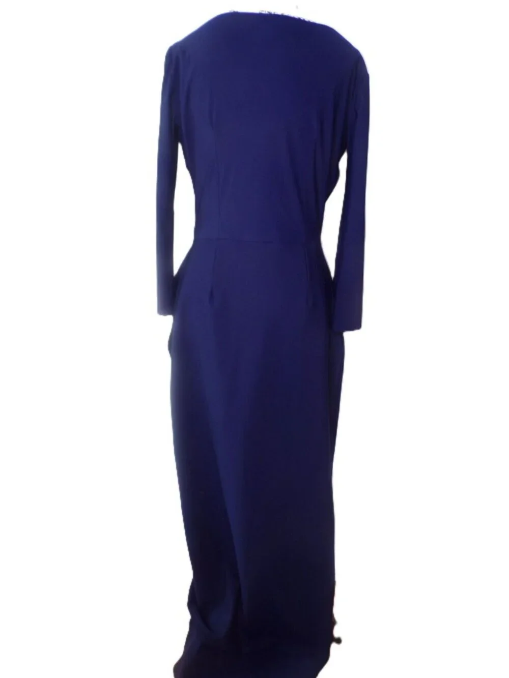 🆕CHIARA BONI Zalfa Ruched Faux Wrap Gown Dress 6 Navy Blue - Picture 9 of 13